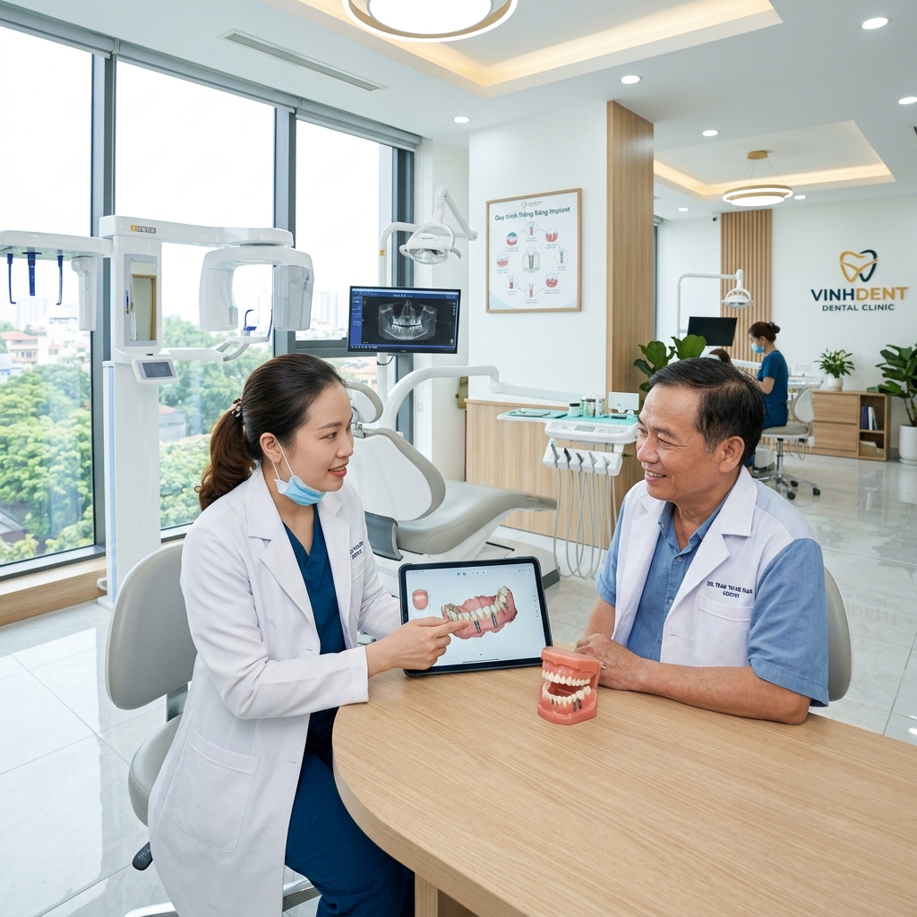 Bác sĩ nha khoa tư vấn khách hàng Implant