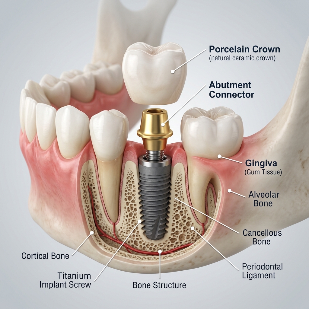 Mô hình cấu tạo răng Implant