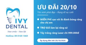 (Đã kết thúc) Ưu đãi 20/10: Miễn phí cạo vôi, tẩy trắng 999k